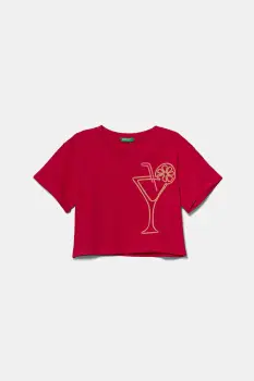 United Colors of Benetton tricou de bumbac pentru copii culoarea roz, 3SDLC10OX imagine