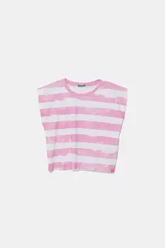 United Colors of Benetton tricou de bumbac pentru copii culoarea roz, 3SL3C10OW imagine