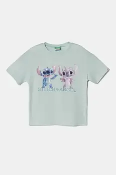 United Colors of Benetton tricou de bumbac pentru copii culoarea turcoaz, 35RYC10MV imagine