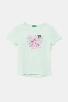 United Colors of Benetton tricou de bumbac pentru copii culoarea turcoaz, 3I1XC10OY imagine