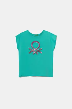 United Colors of Benetton tricou de bumbac pentru copii culoarea turcoaz, 3I1XC10P1 imagine