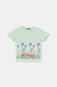 United Colors of Benetton tricou de bumbac pentru copii culoarea turcoaz, 3I1XG10I4 imagine