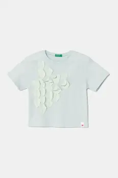 United Colors of Benetton tricou de bumbac pentru copii culoarea turcoaz, 3I1XG10IK imagine