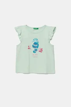 United Colors of Benetton tricou de bumbac pentru copii culoarea turcoaz, 3I1XG10JK imagine