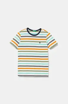 United Colors of Benetton tricou de bumbac pentru copii culoarea turcoaz, cu imprimeu, 3FHXC10MW imagine