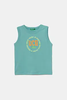 United Colors of Benetton tricou de bumbac pentru copii culoarea turcoaz, cu imprimeu, 3I1XGH013 imagine