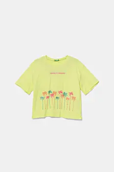 United Colors of Benetton tricou de bumbac pentru copii culoarea verde, 35RYC10OZ imagine