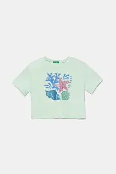 United Colors of Benetton tricou de bumbac pentru copii culoarea verde, 35RYC10OZ imagine
