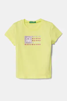 United Colors of Benetton tricou de bumbac pentru copii culoarea verde, 3I1XG10HU imagine