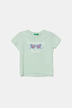 United Colors of Benetton tricou de bumbac pentru copii culoarea verde, 3I1XG10JB imagine