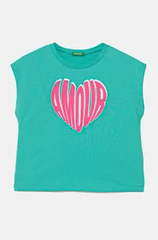 United Colors of Benetton tricou de bumbac pentru copii culoarea verde, 3JERC10PB imagine