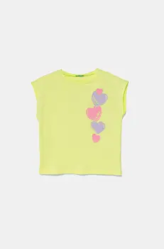 United Colors of Benetton tricou de bumbac pentru copii culoarea verde, 3JERC10PB imagine