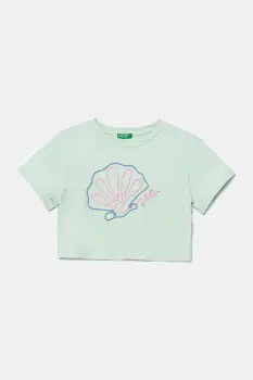 United Colors of Benetton tricou de bumbac pentru copii culoarea verde, 3SDLC10OX imagine