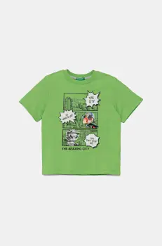 United Colors of Benetton tricou de bumbac pentru copii culoarea verde, cu imprimeu, 35RYG10I7 imagine