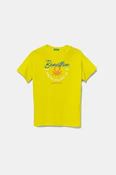 United Colors of Benetton tricou de bumbac pentru copii culoarea verde, cu imprimeu, 3I1XC10OO imagine