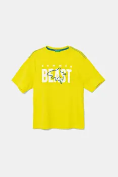 United Colors of Benetton tricou de bumbac pentru copii culoarea verde, cu imprimeu, 3I1XC10P4 imagine