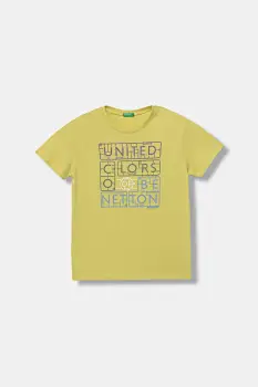 United Colors of Benetton tricou de bumbac pentru copii culoarea verde, cu imprimeu, 3I1XC10Q4 imagine