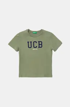 United Colors of Benetton tricou de bumbac pentru copii culoarea verde, cu imprimeu, 3I1XG10HT imagine