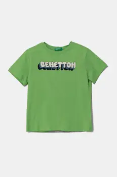 United Colors of Benetton tricou de bumbac pentru copii culoarea verde, cu imprimeu, 3I1XG10HT imagine