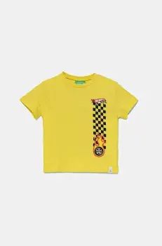 United Colors of Benetton tricou de bumbac pentru copii culoarea verde, cu imprimeu, 3I1XG10I3 imagine