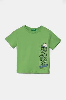 United Colors of Benetton tricou de bumbac pentru copii culoarea verde, cu imprimeu, 3I1XG10IJ imagine
