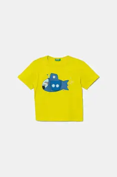 United Colors of Benetton tricou de bumbac pentru copii culoarea verde, cu imprimeu, 3I1XG10JL imagine