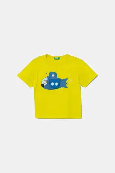 United Colors of Benetton tricou de bumbac pentru copii culoarea verde, cu imprimeu, 3I1XG10JL imagine