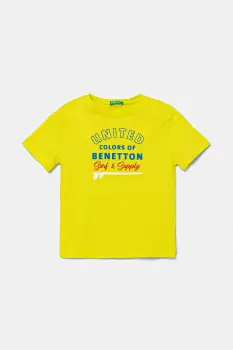 United Colors of Benetton tricou de bumbac pentru copii culoarea verde, cu imprimeu, 3I1XG10JO imagine