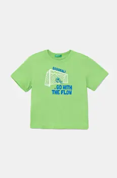 United Colors of Benetton tricou de bumbac pentru copii culoarea verde, cu imprimeu, 3JERG10JQ imagine