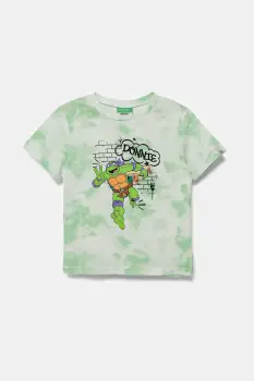 United Colors of Benetton tricou de bumbac pentru copii culoarea verde, cu imprimeu, 3ORKG10JD imagine