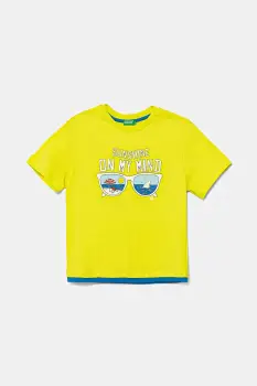 United Colors of Benetton tricou de bumbac pentru copii culoarea verde, cu imprimeu, 3SLUG10JF imagine