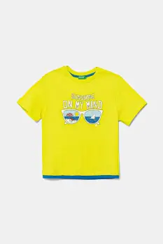 United Colors of Benetton tricou de bumbac pentru copii culoarea verde, cu imprimeu, 3SLUG10JF imagine