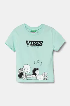 United Colors of Benetton tricou de bumbac pentru copii culoarea verde, cu imprimeu, 3X1SC10NG imagine