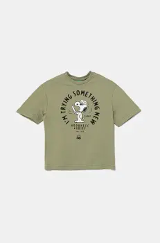 United Colors of Benetton tricou de bumbac pentru copii culoarea verde, cu imprimeu, 3X1SC10NI imagine