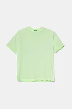 United Colors of Benetton tricou de bumbac pentru copii culoarea verde, melanj, 3085C10P9 imagine