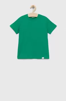 United Colors of Benetton tricou de bumbac pentru copii culoarea verde, neted imagine