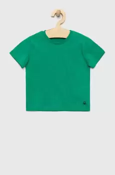 United Colors of Benetton tricou de bumbac pentru copii culoarea verde, neted imagine