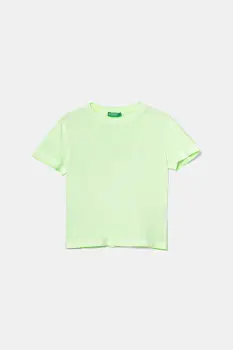 United Colors of Benetton tricou de bumbac pentru copii culoarea verde, uni, 3085G10JP imagine