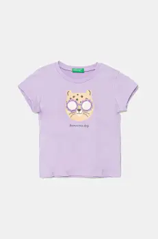 United Colors of Benetton tricou de bumbac pentru copii culoarea violet, 3096G10J8 imagine