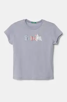 United Colors of Benetton tricou de bumbac pentru copii culoarea violet, 3I1XC10MZ imagine