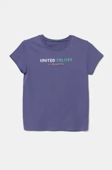 United Colors of Benetton tricou de bumbac pentru copii culoarea violet, 3I1XC10MZ imagine
