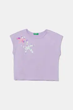 United Colors of Benetton tricou de bumbac pentru copii culoarea violet, 3I1XC10P0 imagine