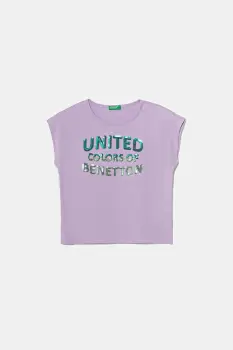 United Colors of Benetton tricou de bumbac pentru copii culoarea violet, 3I1XC10P1 imagine