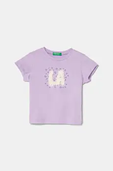 United Colors of Benetton tricou de bumbac pentru copii culoarea violet, 3I1XG10J1 imagine