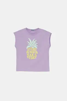 United Colors of Benetton tricou de bumbac pentru copii culoarea violet, 3JERC10PB imagine