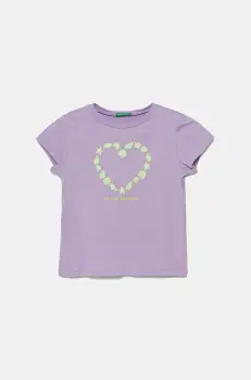 United Colors of Benetton tricou de bumbac pentru copii culoarea violet, 3JERG10J3 imagine