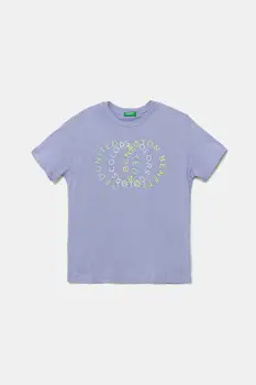 United Colors of Benetton tricou de bumbac pentru copii culoarea violet, cu imprimeu, 3I1XC10OO imagine