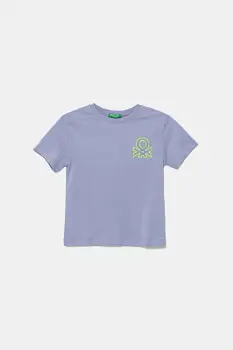 United Colors of Benetton tricou de bumbac pentru copii culoarea violet, cu imprimeu, 3I1XG10JO imagine