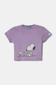 United Colors of Benetton tricou de bumbac pentru copii culoarea violet, cu imprimeu, 3X1SG10I9 imagine