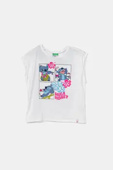 United Colors of Benetton tricou de bumbac pentru copii x Disney culoarea alb, 3JERC10P2 imagine